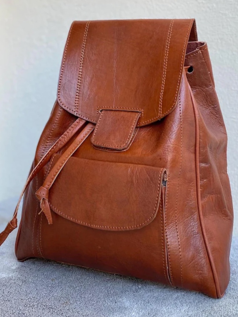 Handmade Leather Backpack - Brown